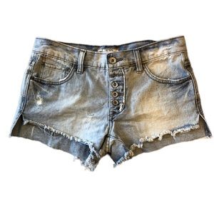 Free People Raw Edge Denim Distressed Cut-off Shorts Size 24